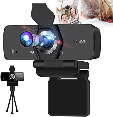 1080P HD Webcam,Mini PC Web Camera with Microphone,USB Computer Camera with Privacy Cover & Tripod,Desktop Laptop Video Web Cam Stream Webcam for Video Calling Recording Conferencing Steaming