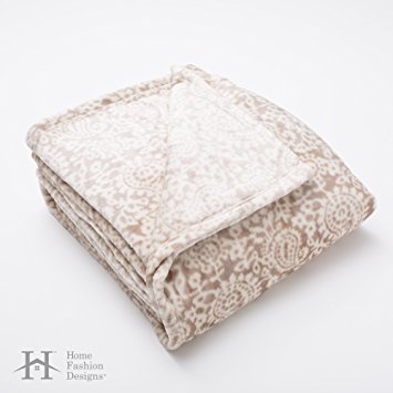 Bella Collection Seville Ultra Velvet Plush All-Season Super Soft Luxury Bed Blanket. Lightweight and Warm for Ultimate Comfort. By Home Fashion Designs Brand. (Full / Queen, Taupe)