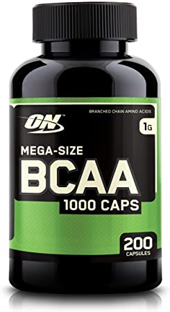 Optimum Nutrition Instantized BCAA Branched Chain Essential Amino Acids Capsules, 1000mg, 200 Count