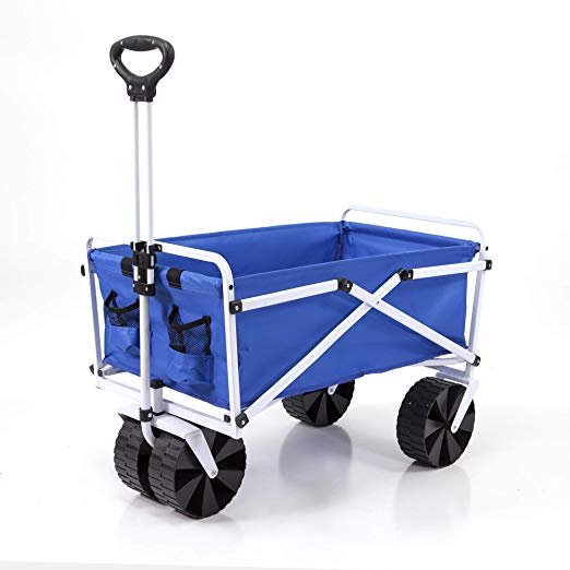 YSC Wagon Garden Folding Utility Shopping Cart,Beach (Large, Royal Blue)