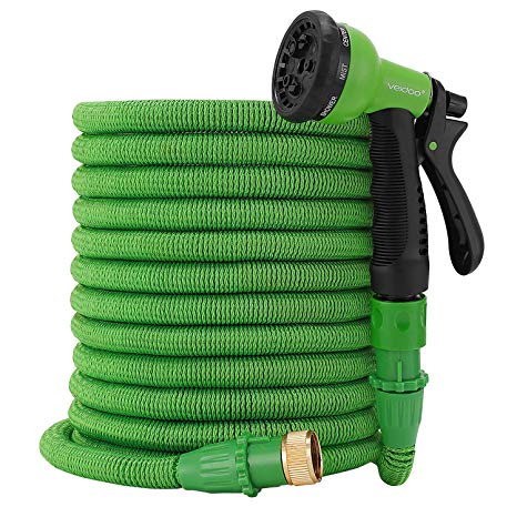 Veidoo Garden Hose,Expandable Hose,75ft with 8 Pattern Spray Nozzle,No Leaking with Innovation Joint, High Pressure Flexible for All Your Watering,Car Wash Use,Shower pet (Green)