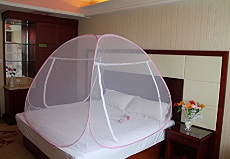 Royal foldable Mosquito Net- Double bed - Pink border