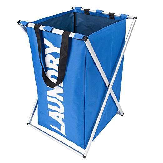 Collapsible Laundry Bag Laundry Basket Foldable Clothes Bag Cloth Sorting Bag Folding Washing Bin (Blue, 1-section)