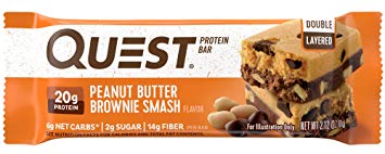 Quest Nutrition Peanut Butter Brownie Smash Protein Bar, High Protein, Low Carb, Gluten Free, Soy Free, Keto Friendly, 12 Count
