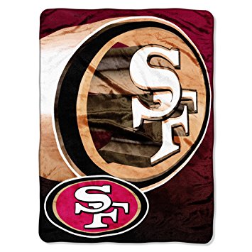 NFL San Francisco 49ers 60-Inch-by-80-Inch Micro Raschel Blanket, "Bevel" Design