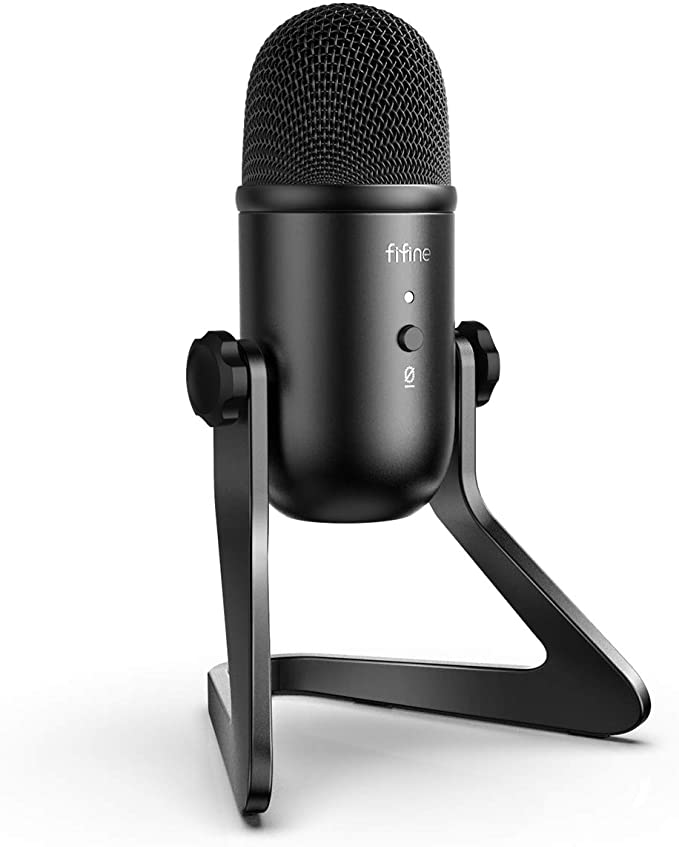 FIFINE USB Podcast Microphone for Recording Streaming on PC and Mac,Condenser Computer Gaming Mic for PS4.Headphone Output&Volume Control,Mic Gain Control,Mute Button for Vocal,YouTube.(K678)