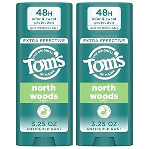 Tom’s of Maine North Woods Antiperspirant for Men and Women, With Recycled Aluminum, 3.25 oz, 2-Pack