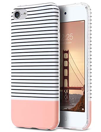 ULAK iPod Touch Case,iPod 6 Case, Clear Case Slim FIT Anti-Scratch Flexible Soft TPU Bumper PC Back Hybrid Shockproof Protective Case for Apple iPod Touch 5 / 6th Generation-Minimal Rose Gold