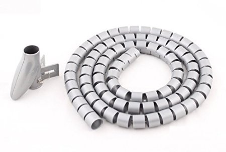 High Quality Cable Organizer Coiled Tube Sleeve Cable- GVDV Cable ManagementGray-5ft Cable Wrap