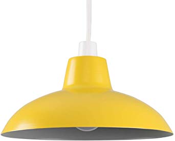 Retro Style Gloss Mustard and Grey Metal Easy Fit Ceiling Pendant Light Shade