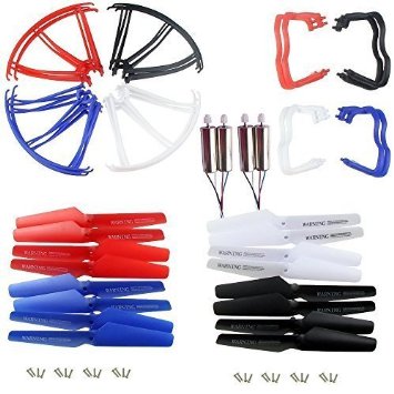 AVAWO® Upgraded 4 Colors Syma X5 X5C X5C-1 Spare Parts Main Blade Propellers & Motor & Propeller Protectors Blades Frame & Landing Skid Included Mounting Screws for RC Mini Quadcopter Toy