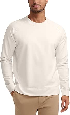 CRZ YOGA Mens Crewneck Sweatshirts French Terry Athletic Workout Sweat Shirts Casual Pullover Tops with Zipper Pocket