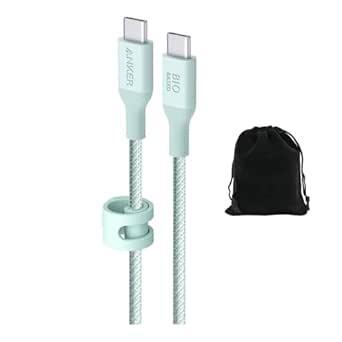 Anker 544 Bio-Nylon USB-C to USB-C Cable 10FT, Eco-Friendly Fast Charging Cable, Supports 140W PD for Laptops, Tablets, and Smartphones, Heavy-Duty- 30,000 Bend Lifespan, Includes Pouch (1, Green)