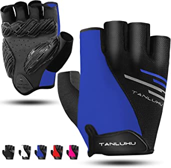 Tanluhu Cycling Gloves Bike Gloves Half Finger Biking Glove Moutain Bike Gloves Anti-Slip Shock-Absorbing Padded Breathable Road Bike Glove Bicycle Gloves for Men/Women