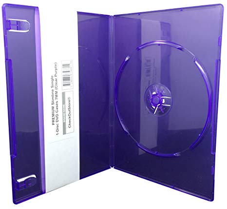 CheckOutStore (200) Premium Slimline Single 1-Disc DVD Cases 7mm (Clear Purple)