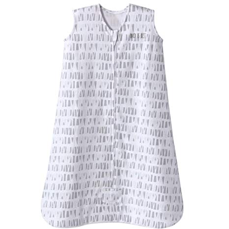 Halo Sleepsack Cotton Wearable Blanket, Squares and Triangles, Grey, Small
