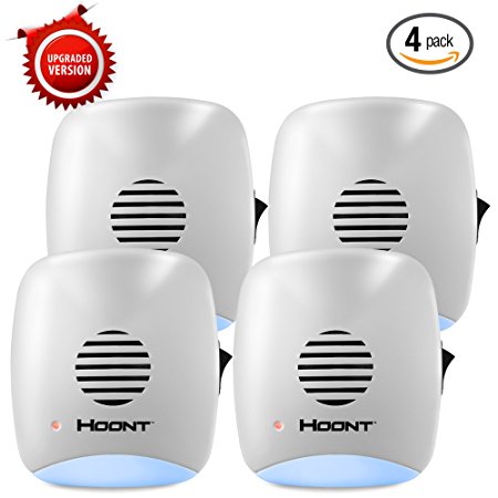 Hoont Indoor Plug-in Ultrasonic Pest Repeller with Night Light - Pack of 4 - Eliminate All Rodents and Insects [UPGRADED VERSION]