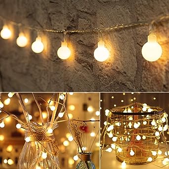 Globe String Lights 100LED with Remote Timer, 120CM/40FT USB Plug Play Fairy String Light 8 Modes Dimmable for Indoor Bedroom Outdoor Party Wedding Christmas Tree Garden