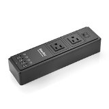 EasyAcc 7A 35W Power Strip with 4 USB-Ports 2 Electrical AC Power Sockets Surge Protector Charging Station Power Supply - Black