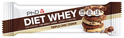 PhD Nutrition Diet Whey Bars, Triple Chocolate Cookie - Pack of 12