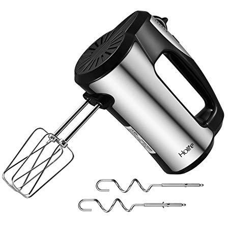 PICTEK 5-in-1 Handheld Mixer Stainless Steel 300W Ultra Power 5 Speed (560-1300 RPM) Hand Mixer Electric with Turbo and Easy Eject Button, Easy Storage Hand Mixers for Mixing Egg, Cream, Dough