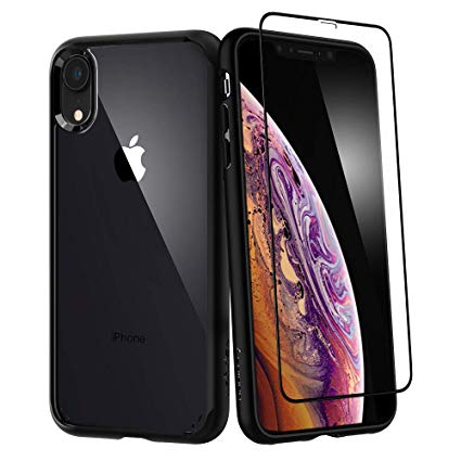 Spigen Ultra Hybrid 360 Designed for Apple iPhone XR Case (2018) Tempered Glass Screen Protector Included - Black