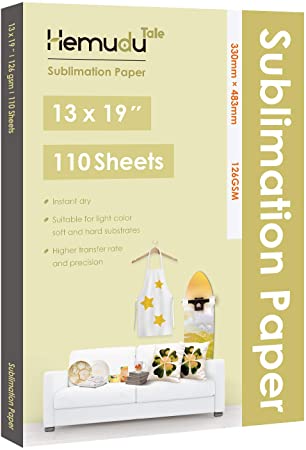 Hemudu Tale Sublimation Paper 110 Sheets 13x19 inch for Heat Transfer DIY Gift Compatible with Epson Sawgrass Ricoh HP Canon Inkjet Printer with Sublimation Ink