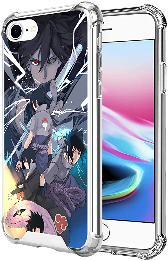 iPhone SE 2020 iPhone 8 iPhone 7 Case Clear Cute Cartoon Anime Comic Hybrid TPU   PC Shockproof Transparent Bumper for iPhone SE2 /8/7 4.7" (Naruto-Sasuke)