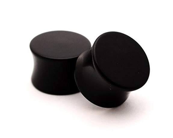 Mystic Metals Body Jewelry Black Acrylic Plugs - 1/2 Inch - 12mm - Sold As a Pair
