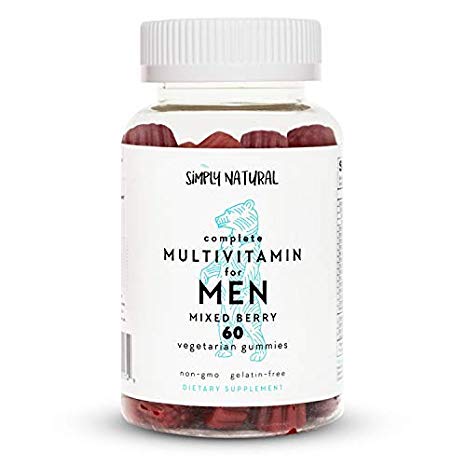 Simply Natural Men's Complete Gummy Vitamins, Non-GMO, Chewable Adult Daily Multivitamins, Vegetarian-Friendly Pectin, 60 Count (30 Day Supply)