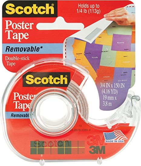 3M 109 Wallsaver Removable Mounting Tape - two pack (2 pack, white)