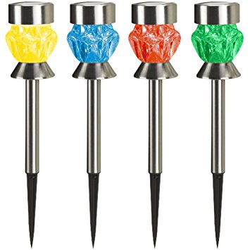 Solar Path Lights Outdoor Diamond Shaped Holiday Decoration Sparkling Color Changing Pathway Walkway Decoration Landscape Lighting For Christmas Thanksgiving Garden Lawn Decor by SolarDuke (4 Pack)