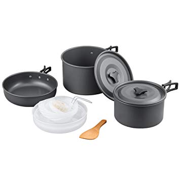 Terra Hiker Camping Cookware, Nonstick, Lightweight Pots, Pans with Mesh Set Bag for Backpacking, Hiking, Picnic