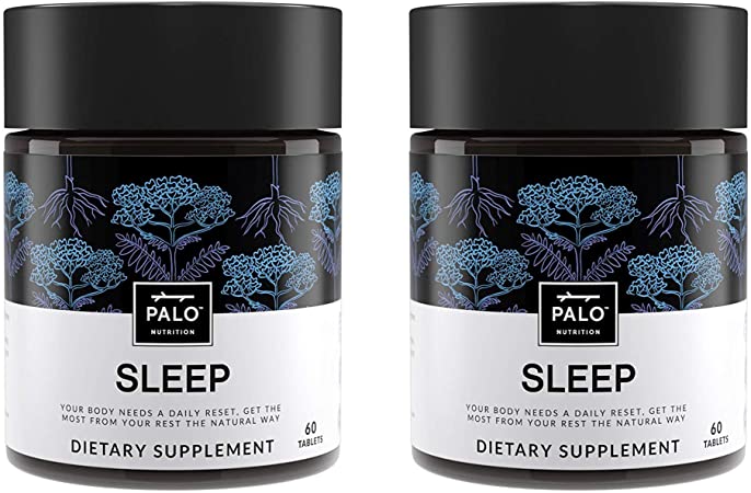 Sleep | Natural Sleep Aid (60 ea)-Non-Habit Sleep Supplement. All Natural Formula with Valerian Root, Passion Flower, Hops, California Poppy, Minerals and Antioxidants |by PALO Nutrition (Pack of 2)