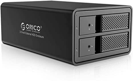 ORICO 2 Bay USB 3.0 to SATA 3.5 inch External Hard Drive Enclosure Support 32TB (2 x 16TB) Aluminum Alloy HDD Enclosure 36W Adapter/UASP Disk Data Storage