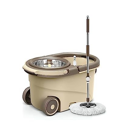 JOYMOOP Spin Mop and Easy Bucket Set with Big Wheels for Best 360 Degree Floor Cleaning and 2 Refill Head (G-Spin Mop)