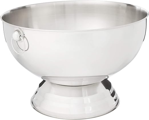 Winco SPB-35 Stainless Steel Punch Bowl with Handles, 3.5-Gallon, Medium