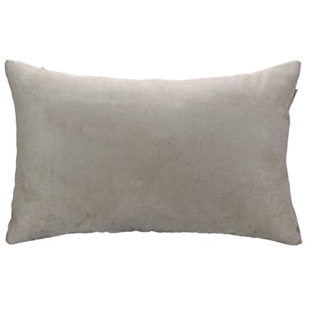 Pony Dance Supersoft Solid Faux Suede Throw Pillowcase for Livingroom, Light Grey, 12"x20"