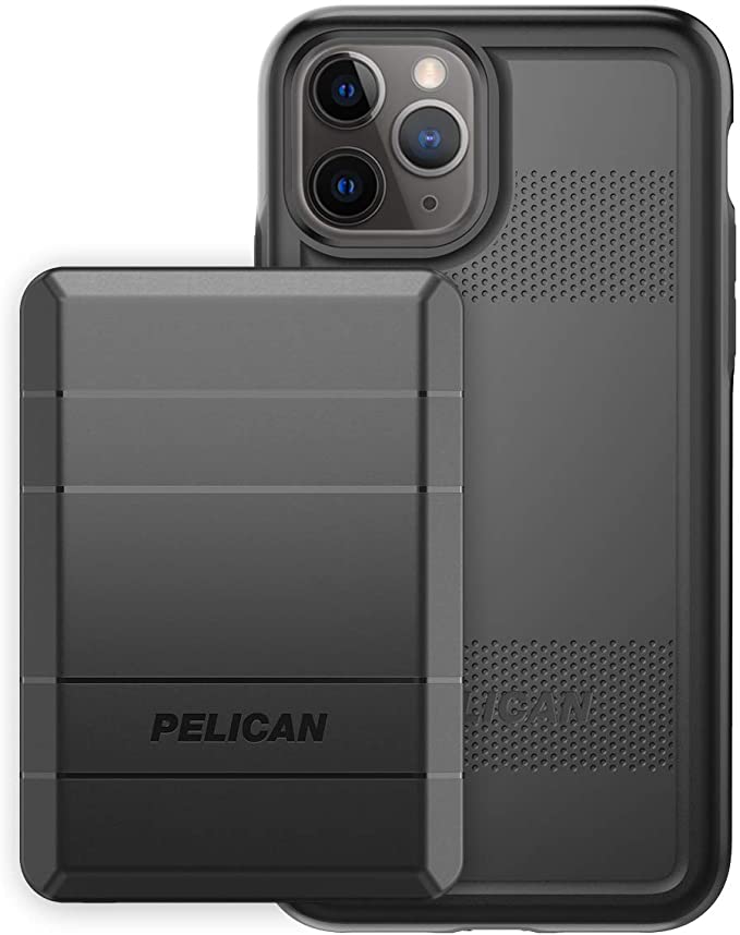 Pelican iPhone 11 Pro Case, Protector Series – Military Grade Drop Tested, TPU, Polycarbonate Protective Case for Apple iPhone 11 Pro - with EMS Rechargeable Battery Pack (Black)