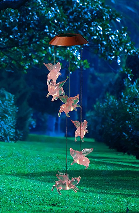When Pigs Fly Solar Mobile Wind Chime
