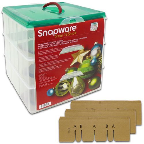 Snapware 1098785 Snap N Stack Seasonal Ornament (3 Trays) 13.1 inches x 13.1 inches Square Layer Storage Containers Set