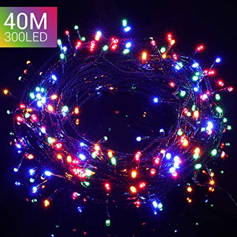 Quntis LED Fairy Lights Colorful Battery Operated 40M 300 LED with Timer 8 Mode Indoor Outdoor Battery Powered String Fairy Lights Ideal for Wedding Party Christmas Tree- Red/Yellow/Blue/Green