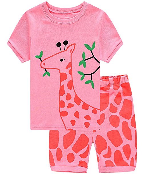 Family Feeling Deer Little Girls' Short Pajamas 100% Cotton Clothes 12M-10 Years