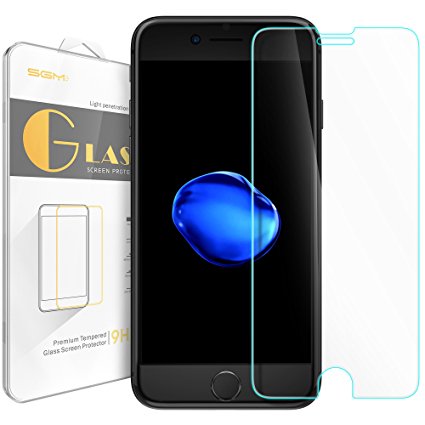 iPhone 7 Plus Screen Protector, SGM Tempered Glass Screen Protector For Apple iPhone 7 Plus, [Easy-install Sticker] 0.2mm/2.5D/9H/Bubble Free