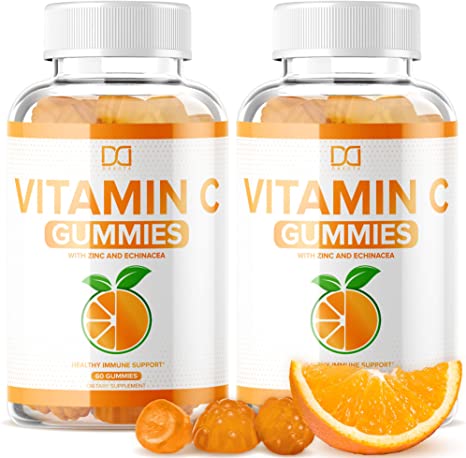 (120 Gummies) Vitamin C Chewable Gummies with Zinc and Echinacea for Immune Support for Adults Kids - Vegan Gummy Alternative to Tablet Powder Chewables, Liquid Drops, Pills Capsules Packets (2 Pack)