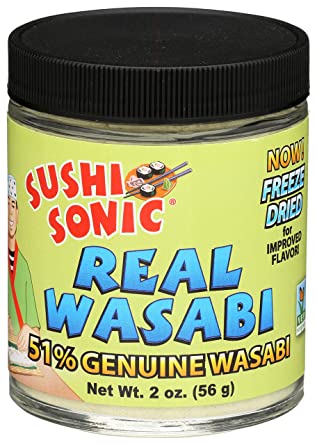 Sushi Sonic 51% Real Wasabi Powder with Wasabi, Horseradish and Mustard, Freeze-Dried, Non-GMO 2 oz jar