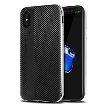 iPhone X Case, Willnorn iPhone 10 Case Cover with Resilient Shock Absorption and Carbon Fiber Design for iPhone X (Siver)