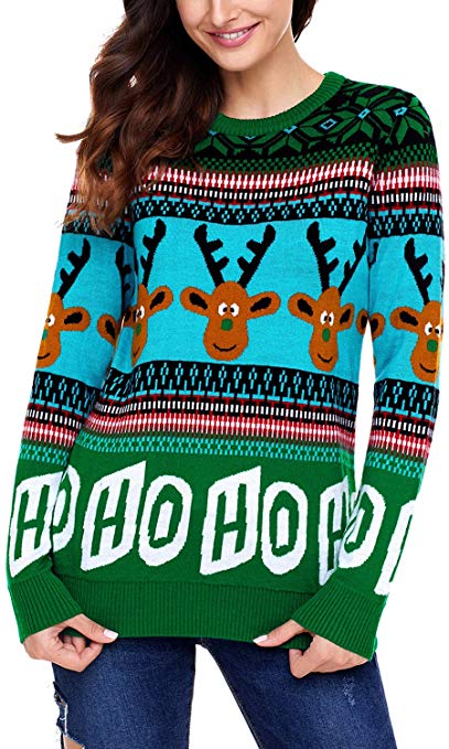 Dokotoo Womens Cute Reindeer Snowman Christmas Knit Sweater Pullovers (S-XXL)