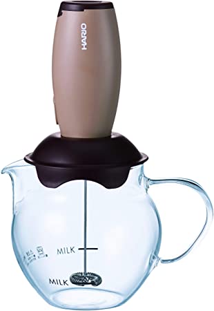 Hario CQT-45BRBR Creamer Qto Electric Milk Frother with Server, Brown, 100ml