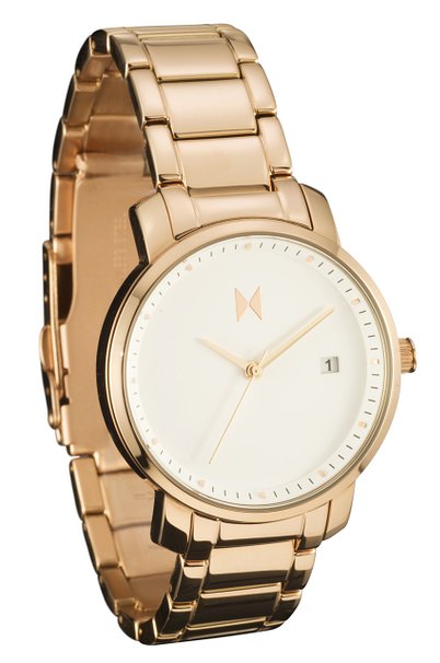 MVMT Watches Women White Dial with Polished Rose Gold Strap